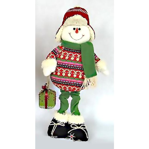 Игрушка мягкая Снеговик с Подарком в шапке ушанке 40,6см