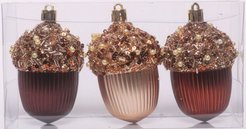 Набор украшений Желуди 3шт 6см, кофе+шампань, SYQD1-0125231