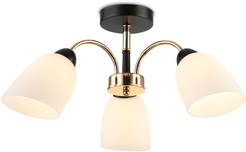 Люстра на штанге TR303022/3 BK/GD/FR черный/золото/белый матовый E27/3 max 60W D580х250