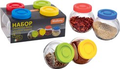 Набор банок д/сыпучих продуктов Mallony Vaso 4шт 150мл стекло, крышка полипропилен