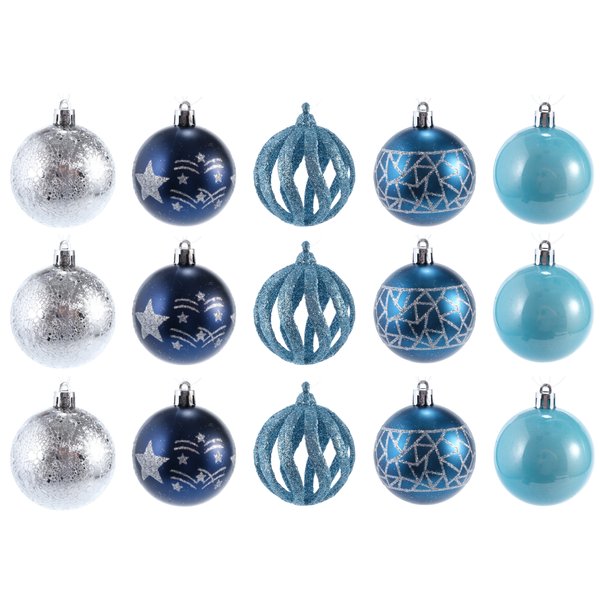 Набор шаров 15шт 6см, серебро+голубой+темно-зеленый, SYQB2-0123190