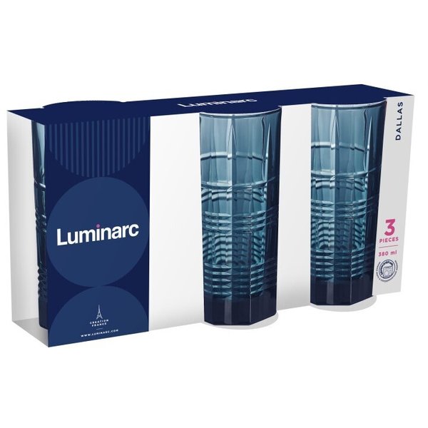 Набор стаканов Luminarc Dallas Лондон Топаз 380мл 3шт высокие, стекло