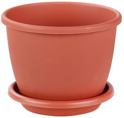 Горшок пластиковый Афина d23,5см h21см v5,5л, коричневый, с поддоном