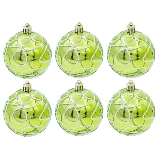 Набор шаров с узором 6шт 7см зелёный SYQD-012356