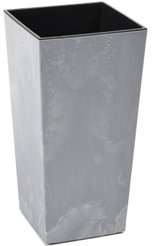 Кашпо FINEZJA ECO recycled beton 25х25см h46см v11л серый бетон, с вкладышем