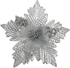 Цветок декоративный 22х17см серебро SYSDH-A3025020