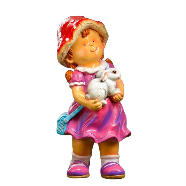 Фигура садовая Девочка с кроликом 16х20х45см