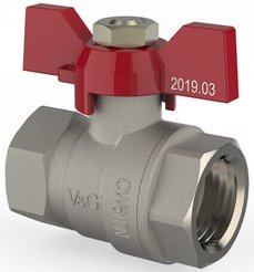 Кран латунный шаровый V&G 1/2" внутренняя-внутренняя резьба, ручка бабочка