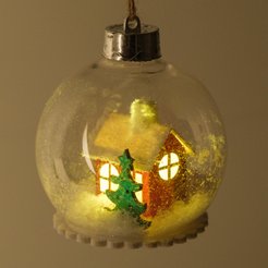 Шар снежный Домик 10см, LED-подсветка, SYBLZ-4125179