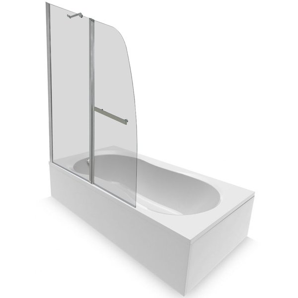 Шторка на ванну Parly F03 (130х120) прозрачное стекло 5мм,распашная с вешалкой для полотенец