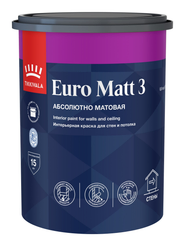Краска интерьерная EURO Matt 3 глубокоматовая белая (0,9л)
