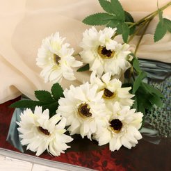 Цветок искусственный Гербера садовая белый 50см