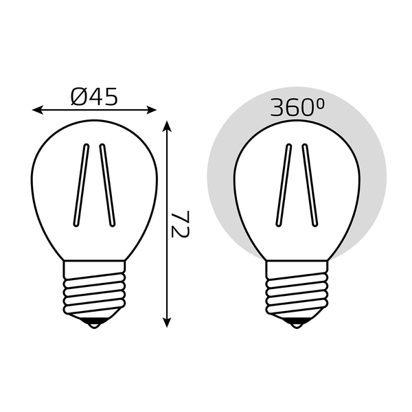 Лампа светодиодная Gauss Filament Шар 9Вт Е27 шар 4100К свет нейтральный белый