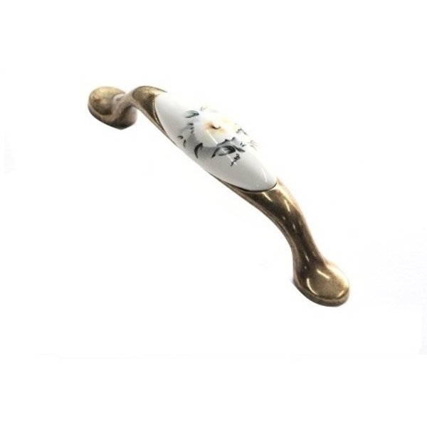 Ручка-скоба,C514 AE C14(старая бронза,слоновая кость с беж. цветком)