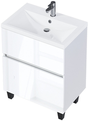 Тумба напольная TWIN 70см белый глянец с раковиной