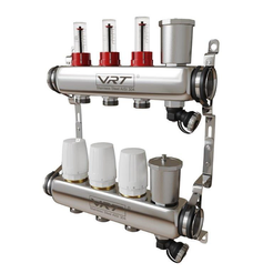 Группа коллекторная с расходомерами VRT 1"x3/4" 3 вых.нерж.сталь