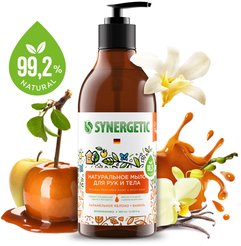 Мыло д/рук и тела Synergetic 380мл Карамельное яблоко и ваниль, биоразлагаемый, натуральный