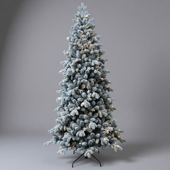 Ель искусственная Кристина 210см, флокированная, 300LED, теплый белый свет, ПЭ+ПВХ