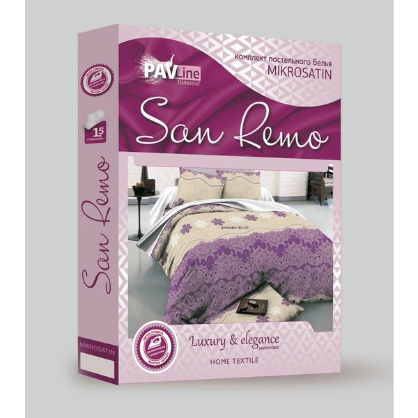 Комплект постельного белья евро Павлайн San Remo наволочки 2шт -70х70 микросатин