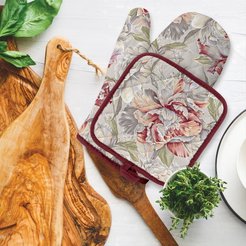 Комплект кухонный Mia Cara Душистый пион рогожка (прихватка 18х18, прихватка-рукавица 18х28)