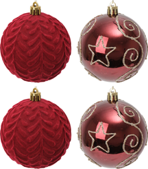 Набор шаров 4шт 8см, винный, флокированный, ручная роспись, SYQB-0125132