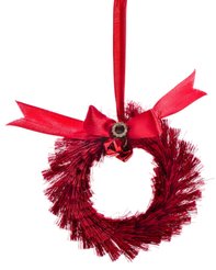 Украшение подвесное Красный венок 11x11x2см 88629