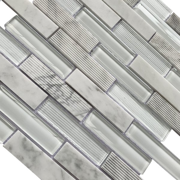 Мозаика Tessare 30,0х30,0х6см мрамор-стекло микс светло-серый (SMK-5268G)