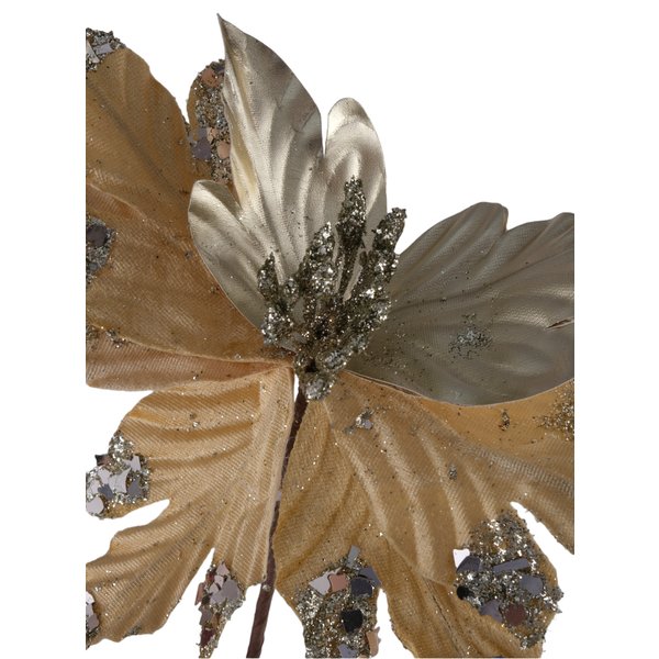 Украшение елочное Цветок на клипсе 26см золото SYCHA-3822006
