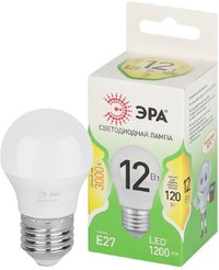 Лампочка светодиодная ЭРА GREEN LINE LED P45-12W-830-E27 GL E27 12 Вт шар теплый свет