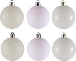 Набор шаров 6шт 6см белый (глянец: 2шт, матовые: 2шт, глиттер: 2шт), SYQA-0123123-W