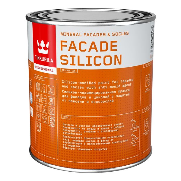Краска фасадная Tikkurila Facade Silicon глубокоматовая база А 0,9л