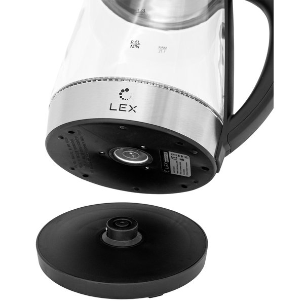 Чайник электрический LEX LX 30012-1 2200Вт 1,7л стекло, черный