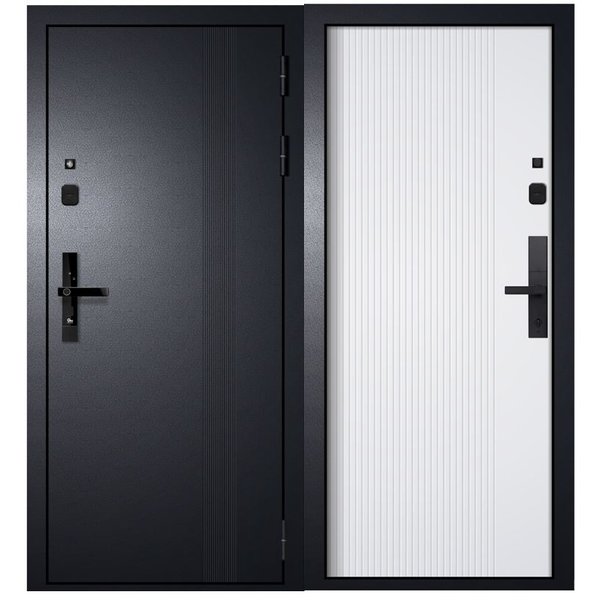 Дверь входная ДМ-6 антик серебро эмалит белый умный замок 860х2050мм левая