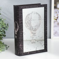 Сейф-книга дерево кожзам Воздушный шар зеркало 24х16х5 см