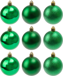 Набор шаров 9шт 6см зеленый, глянец/матовый/блестки, SYQA-0124259