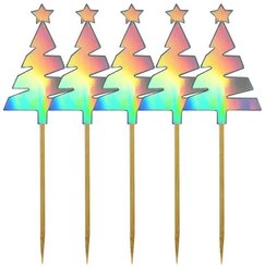 Топпер д/украшения Multidom Ель 5 шт бумага, дерево