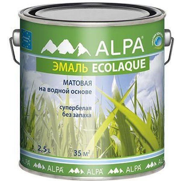 Эмаль акриловая Alpa Ecolaque матовая белая (2,5л)