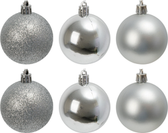 Набор шаров 6шт 6см серебро (глянец: 2шт, матовые: 2шт, глиттер: 2шт) JNPM25-01-S