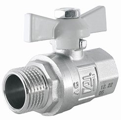 Кран латунный полнопроходной STI 1/2" наружная-внутренняя резьба, ручка бабочка