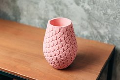Ваза декоративная из гипса Оригами 17см для сухих растений розовая