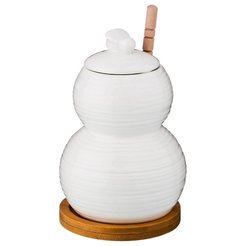 Банка д/меда с деревянной палочкой Lefard Native 350мл фарфор, бамбук