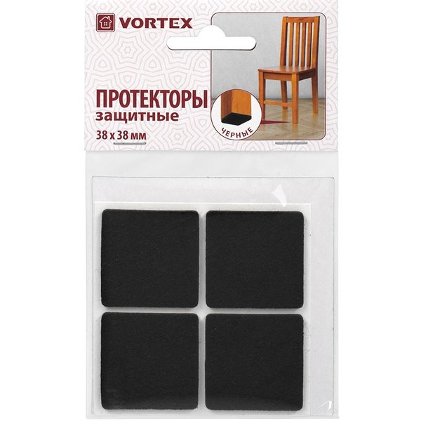 Накладки для мебели защитные Vortex фетр 38х38мм черные