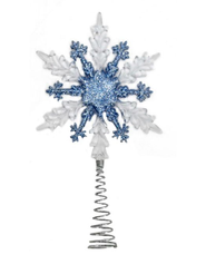 Верхушка на елку Снежинка белая с голубым 23х14см 91433