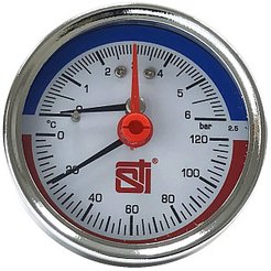 Термоманометр аксиальный STI Ø63мм,120°C,6бар (G1/2")