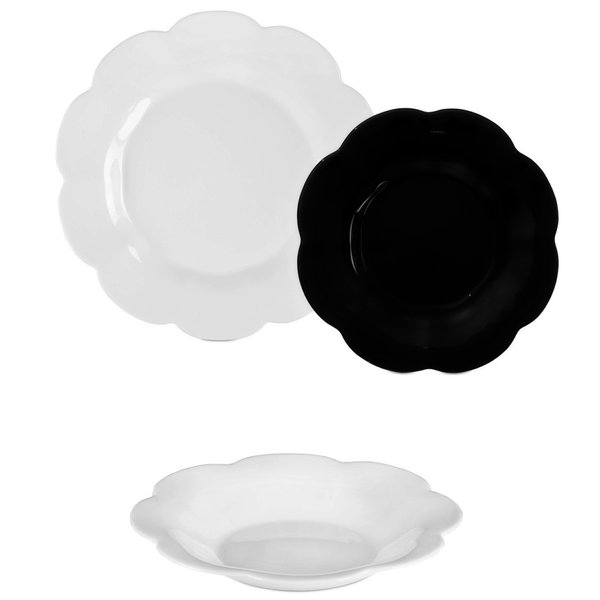 Набор столовый Luminarc Flore Opal&Black 18пр., тарелки обеденные, десертные, глубокие, стекло