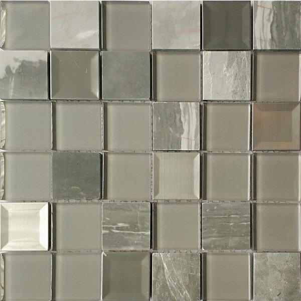 Мозаика Tessare 29,8х29,8х0,6см стекло-мрамор микс серо-прозрачный шт(HMB53)