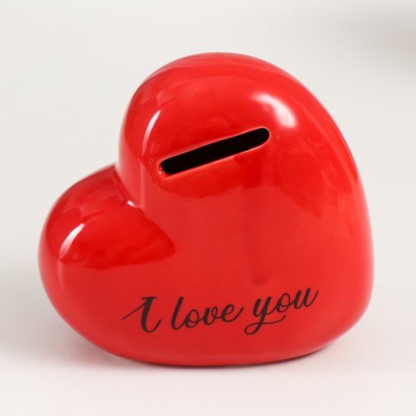 Копилка керамика Красное сердце - I love you 11х5х10,5см арт.9735427