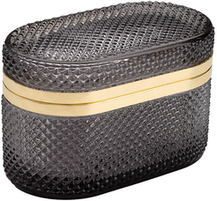 Шкатулка овальная с крышкой Fancy 8х9х13,5 стекло серый