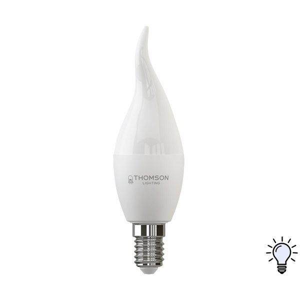 Лампа светодиодная THOMSON 10Вт Е14 свеча на ветру 4000К свет нейтральный белый