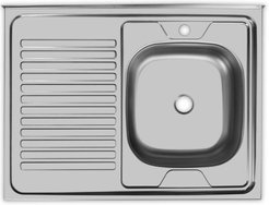 Мойка кухонная накладная Mega 80x60х12,5см прямоугольная, чаша справа, нержавеющая сталь